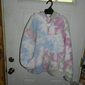 Angel Kiss Womens Hooded PLUSH HOODY Super Soft Tye Dye Cotton Candy M New